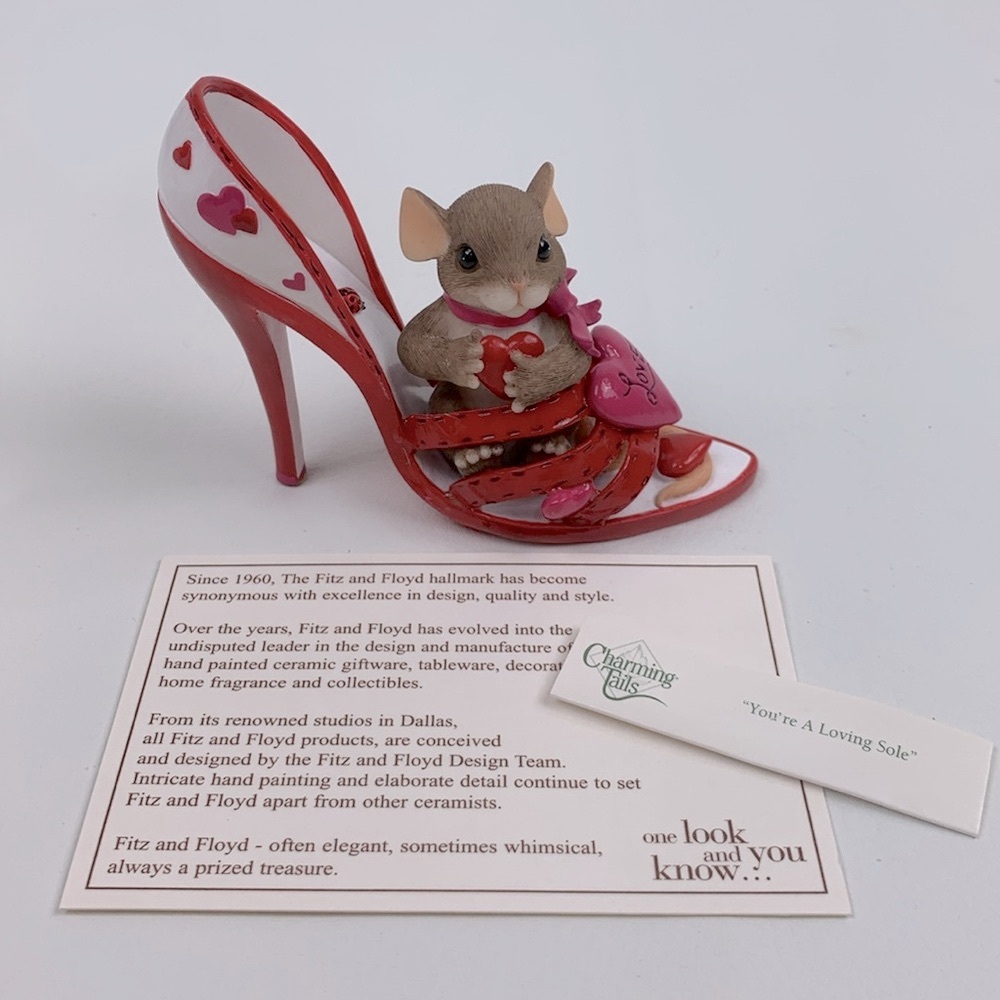 Fitz & Floyd  You’re a Loving Sole Collectible Mouse Red Shoe Figurine New